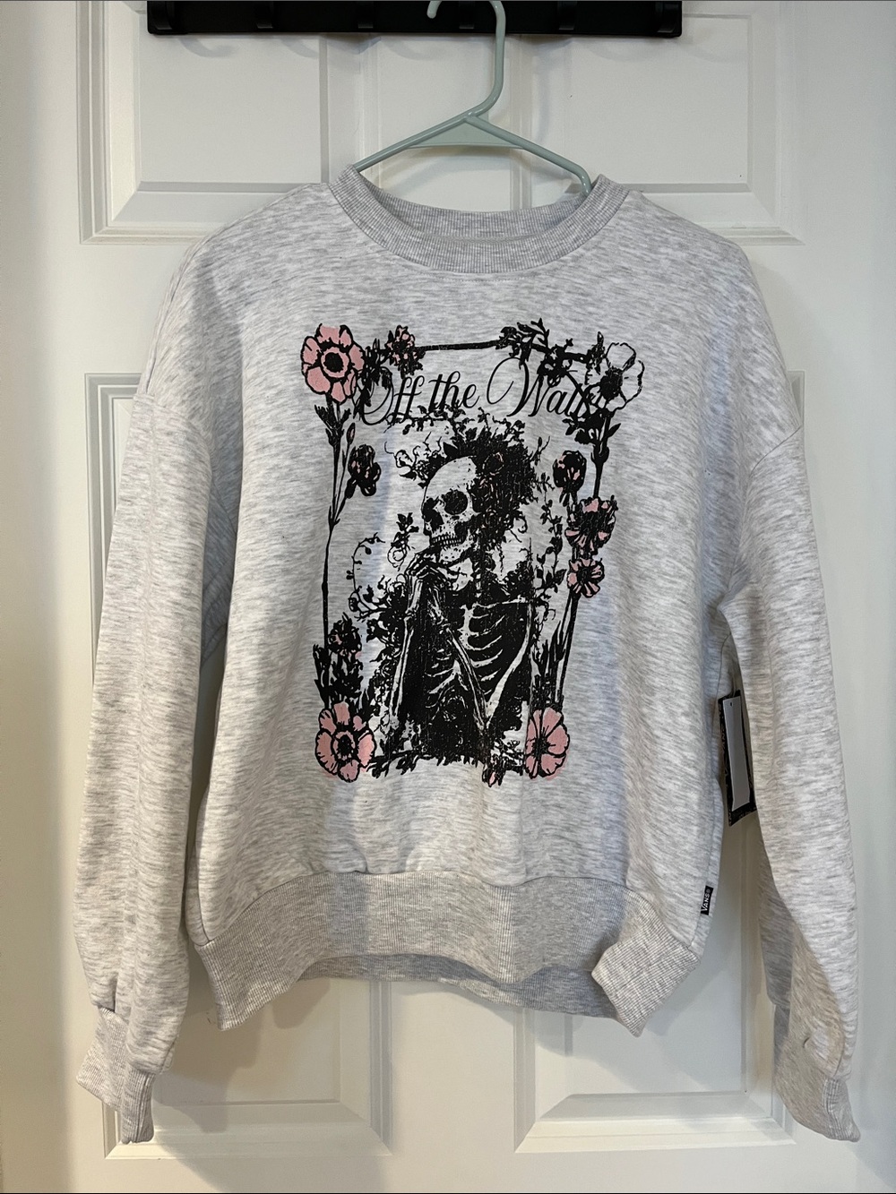 Vans Off The Wall Women's Light Gray Graphic Crewneck Sweatshirt